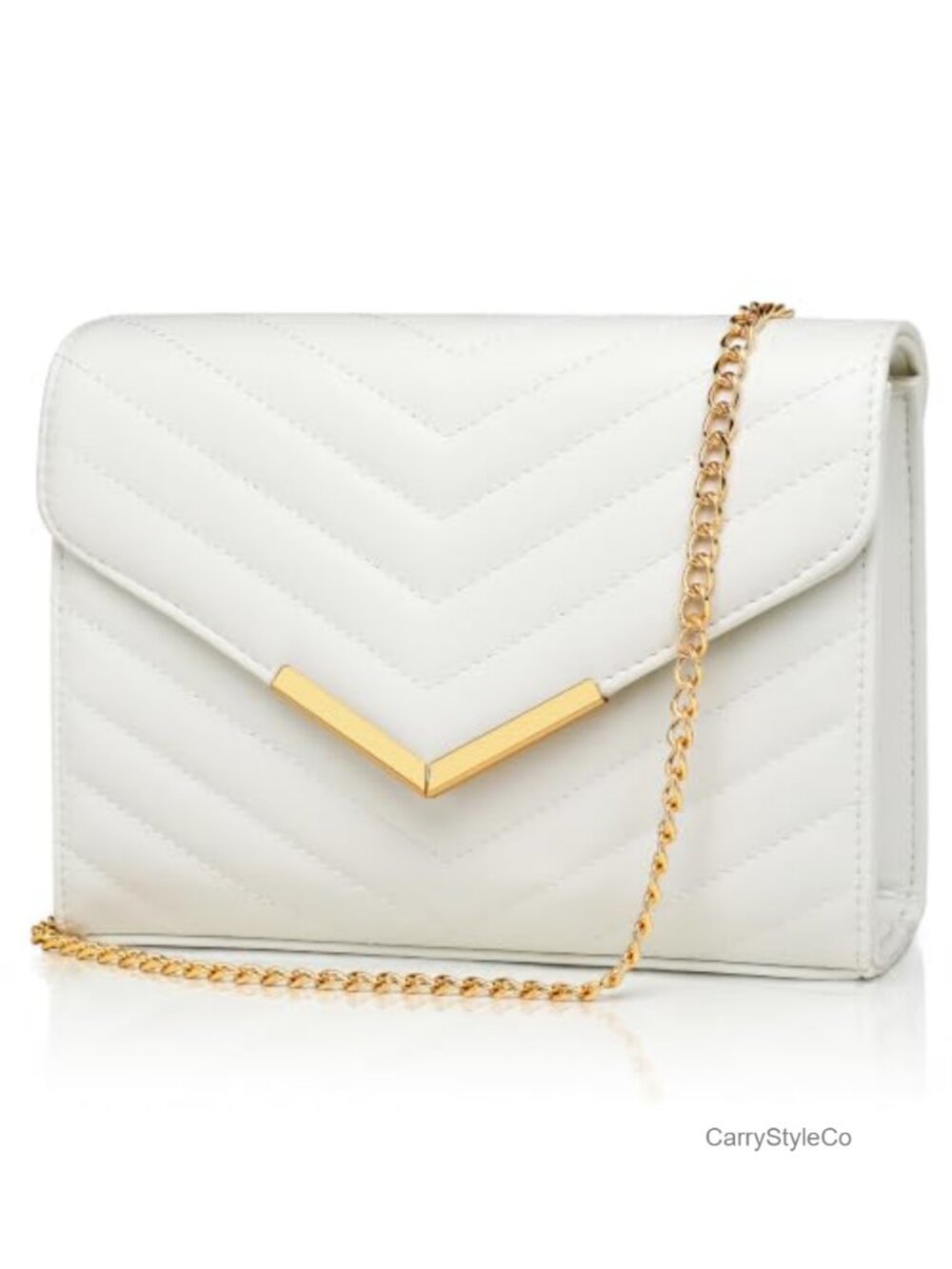 PU Leather Chevron Quilted Evening Clutch Crossbody Bag Magnetic Snap